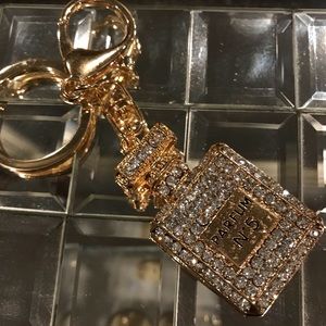 Perfume bottle design jeweled keychain